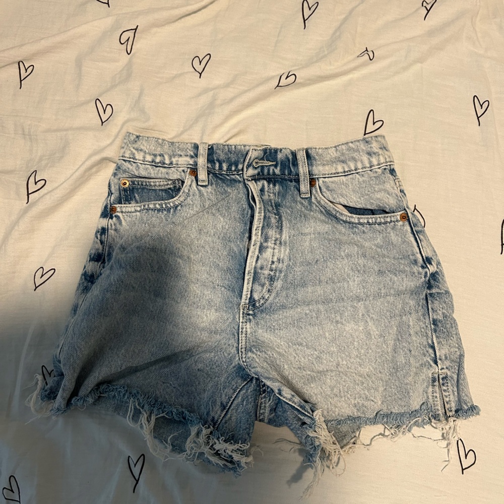 Garage Light Blue Distressed Denim Shorts